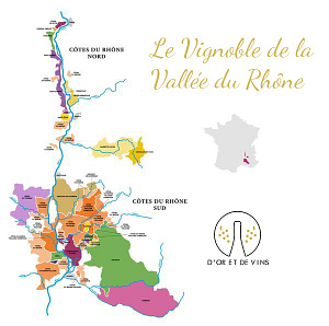 Carte de la vallée du Rhône - D'or et de vins